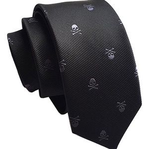 Men’s Skinny Silk Black Skull Neck Tie